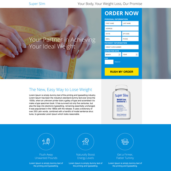 weight loss product selling responsive landing page