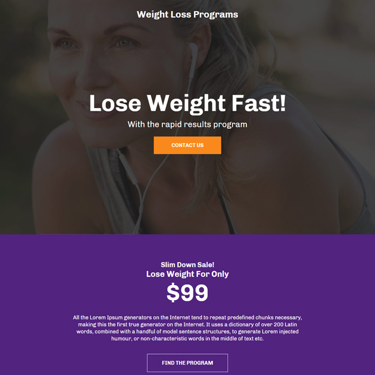 weight loss program lead capture responsive landing page Weight Loss example
