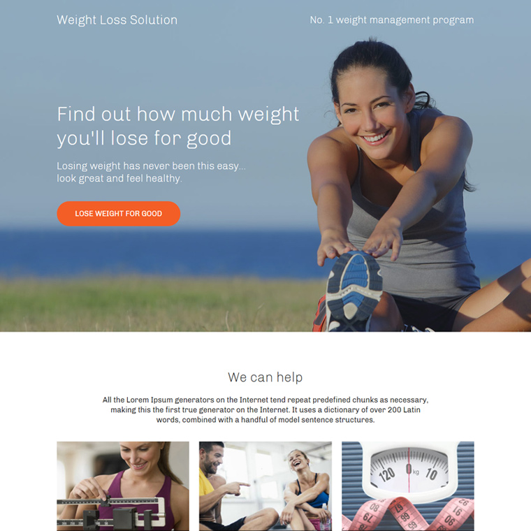 weight loss solution lead capture landing page