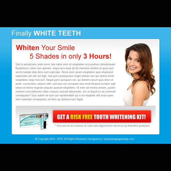 whiten your smile attractive call to action ppv landing page design template Teeth Whitening example