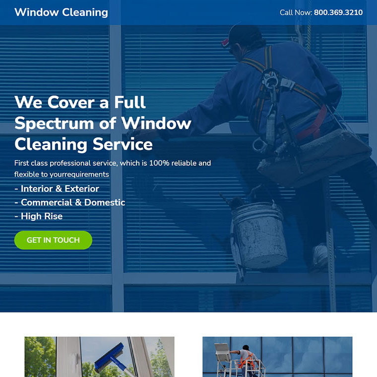 best window cleaning service responsive landing page design Cleaning Services example