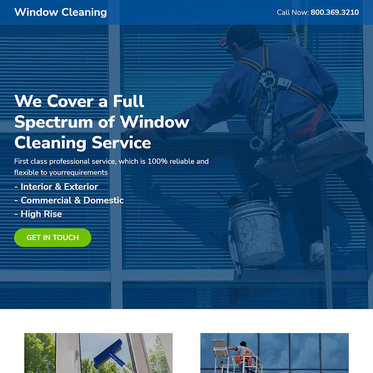 best window cleaning service responsive landing page design