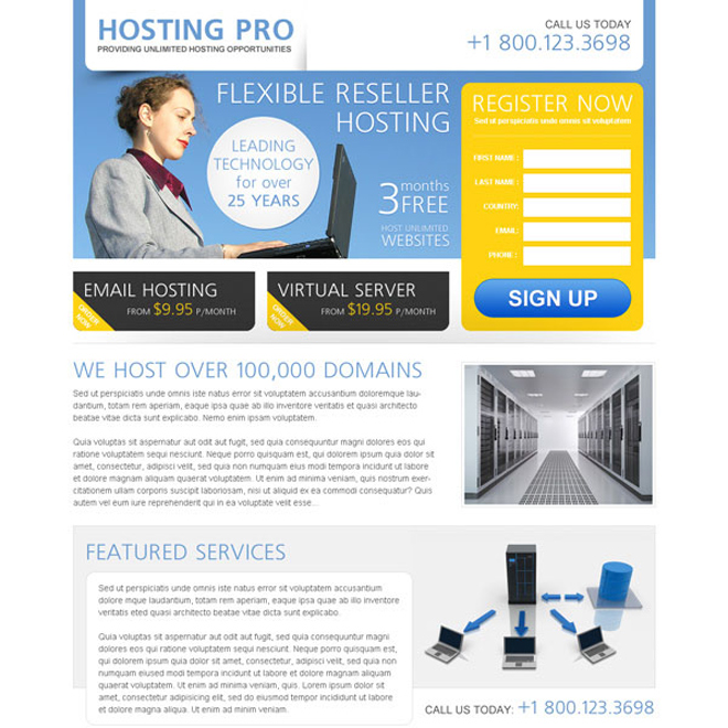 hosting pro registration lead capture form to boost your website traffic and conversion