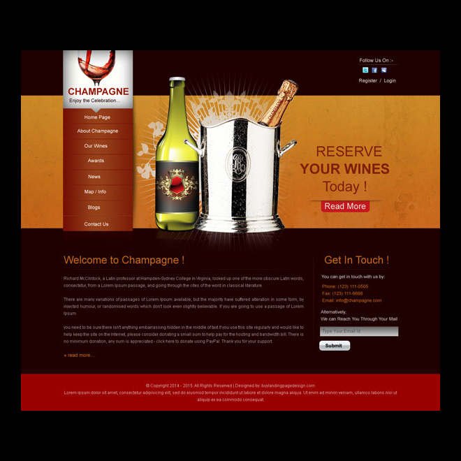 Simple Website Design Psd For Wine Introductory Page