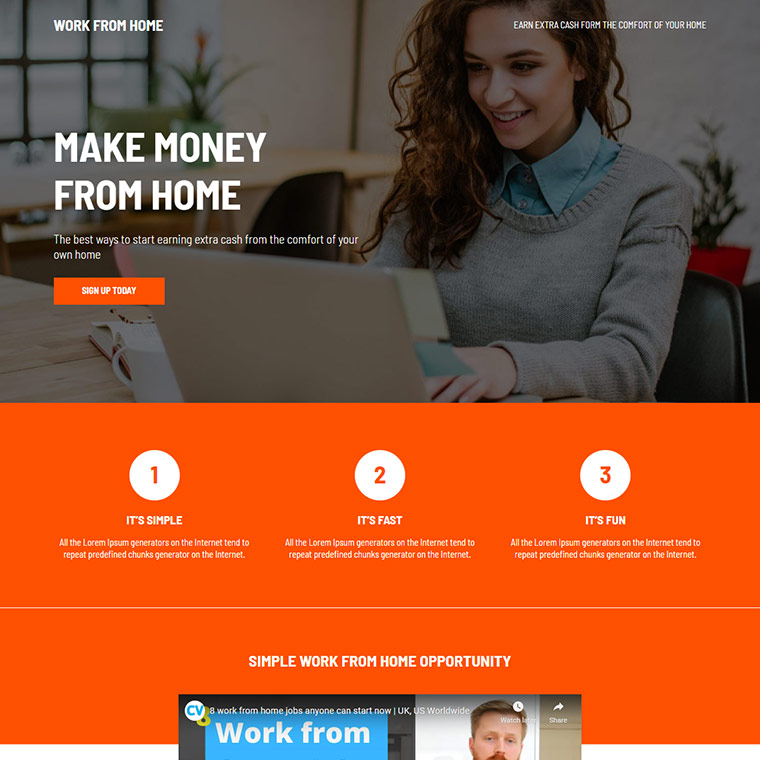 work from home mini responsive landing page