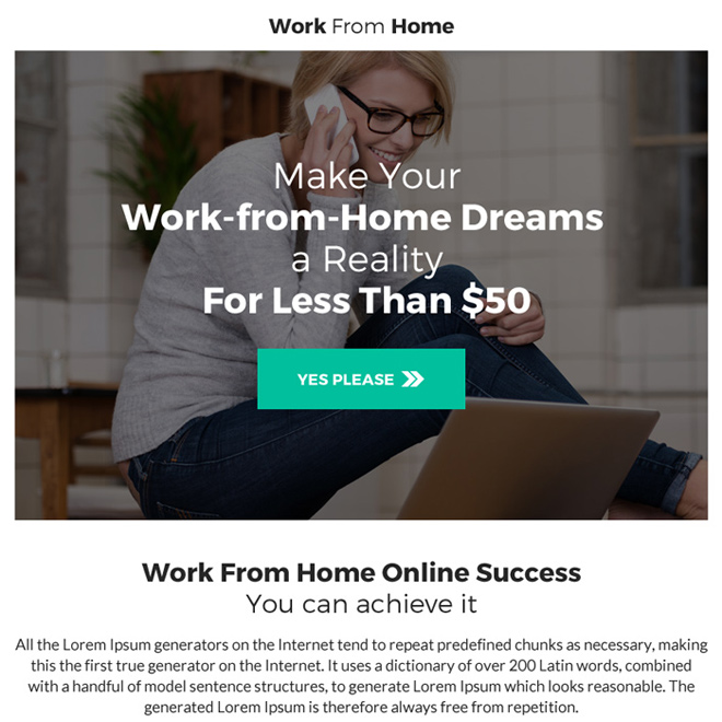 professional work from home ppv landing page Work from Home example