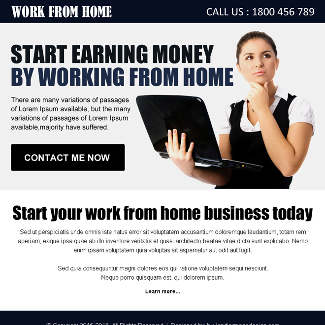 work from home opportunity ppv landing page design template Work from Home example