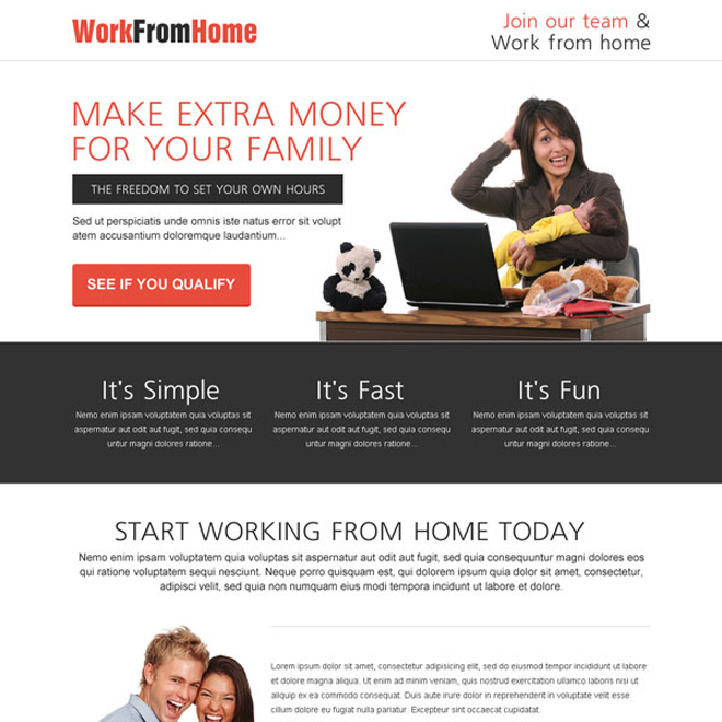 make extra money from your home responsive call to action landing page design