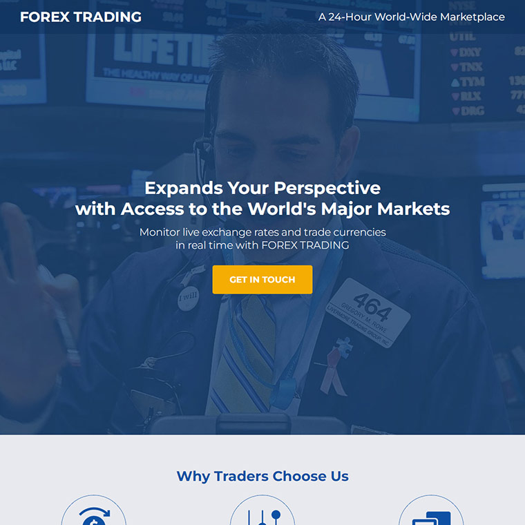 forex traders responsive landing page design Forex Trading example