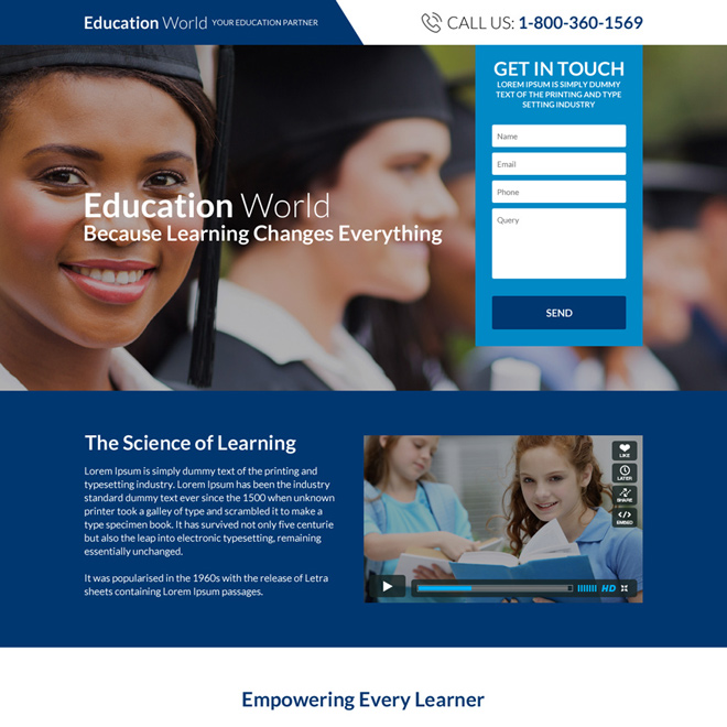 professional and responsive education consultants landing page design