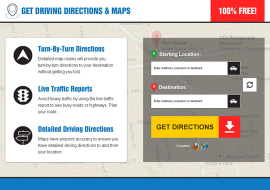 get driving directions and map  example