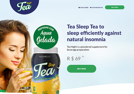 Green tea landing page  example