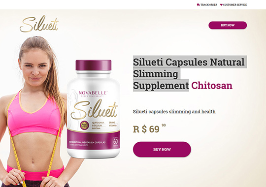 Slimming capsules landing page  example