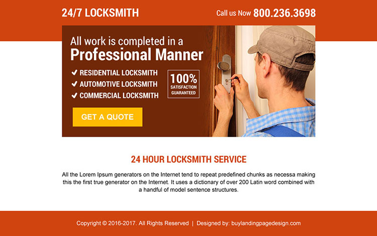 24 hour locksmith service free quote ppv landing page