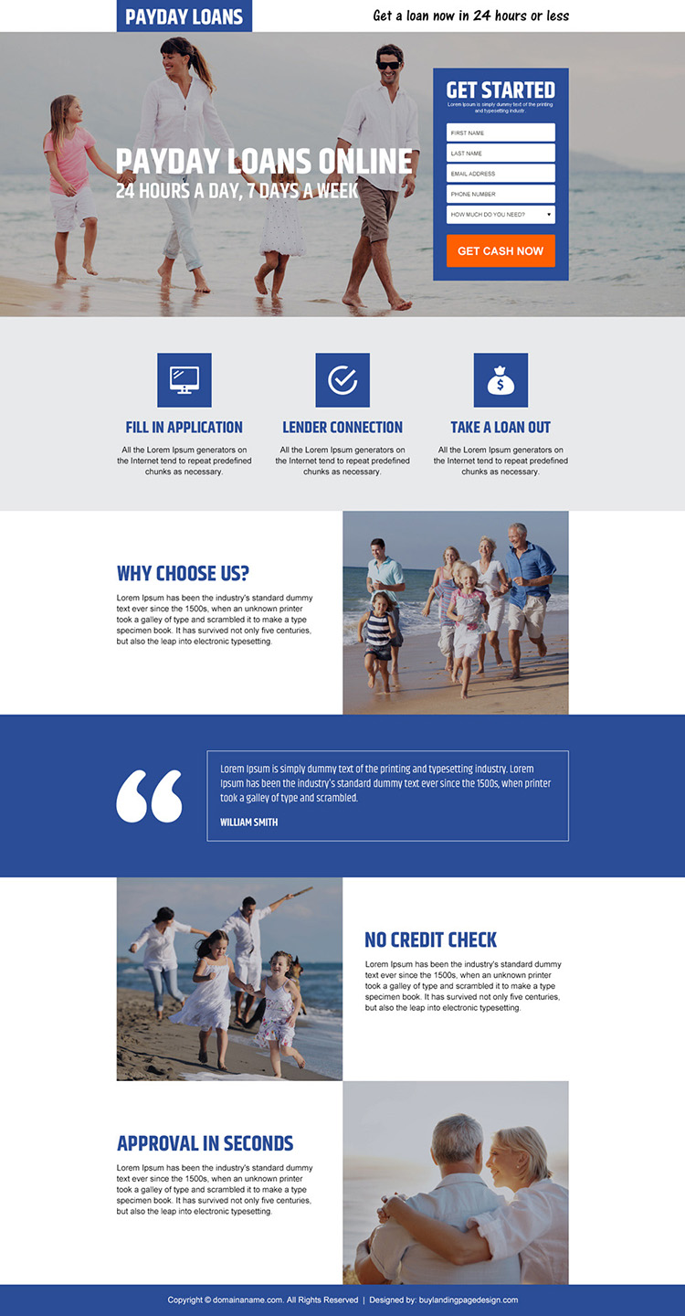 payday loan lead capture responsive landing page design