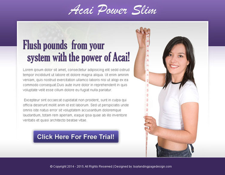 acai power slim effective and converting weight loss ppv landing page design