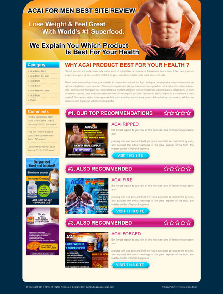 acai for men top 3 website review converting landing page design template