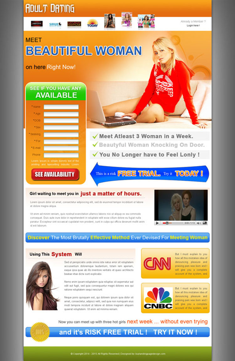 adult dating lead capture landing page design for sale