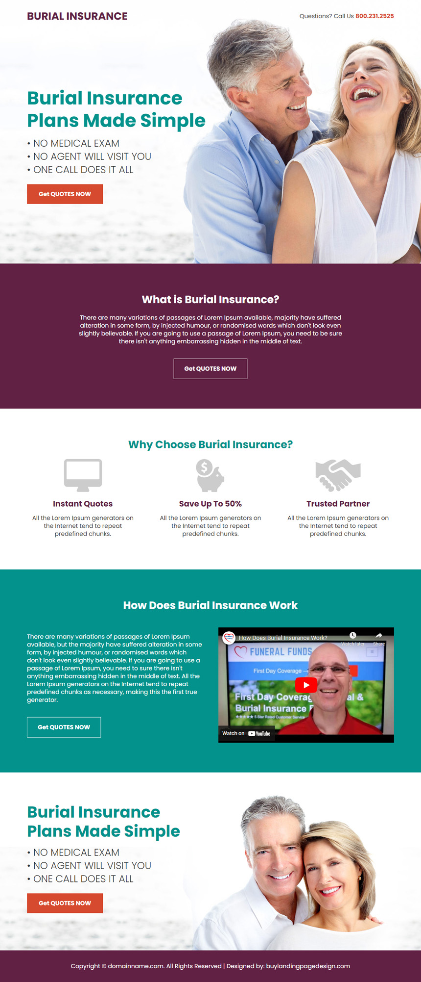 affordable burial insurance plans responsive landing page design