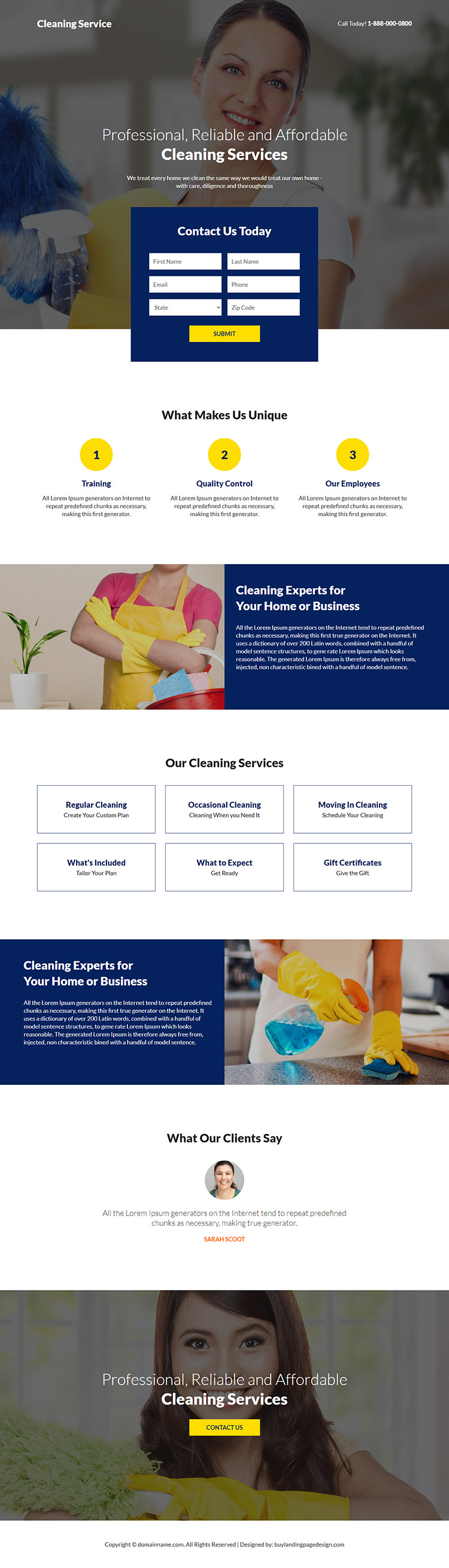 affordable cleaning service provider responsive landing page
