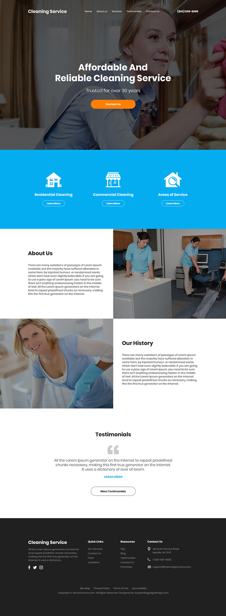 residential and commercial cleaning service company website design