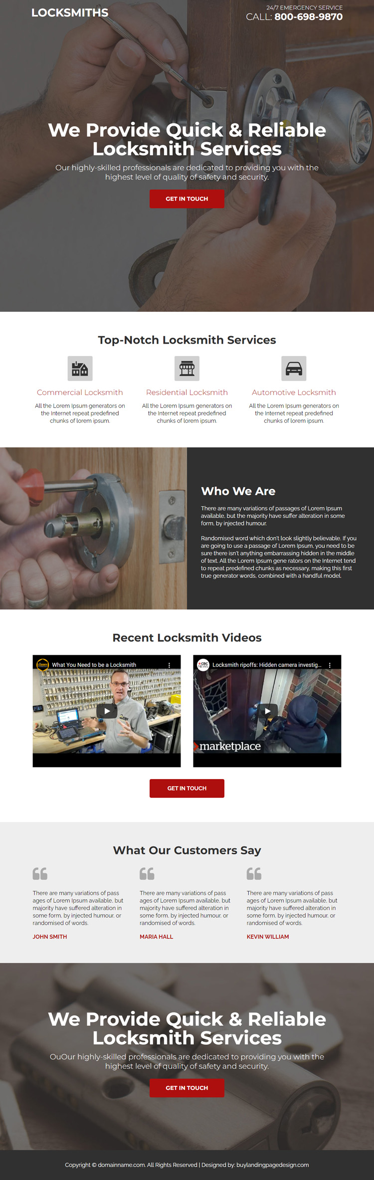 reliable locksmith service responsive landing page