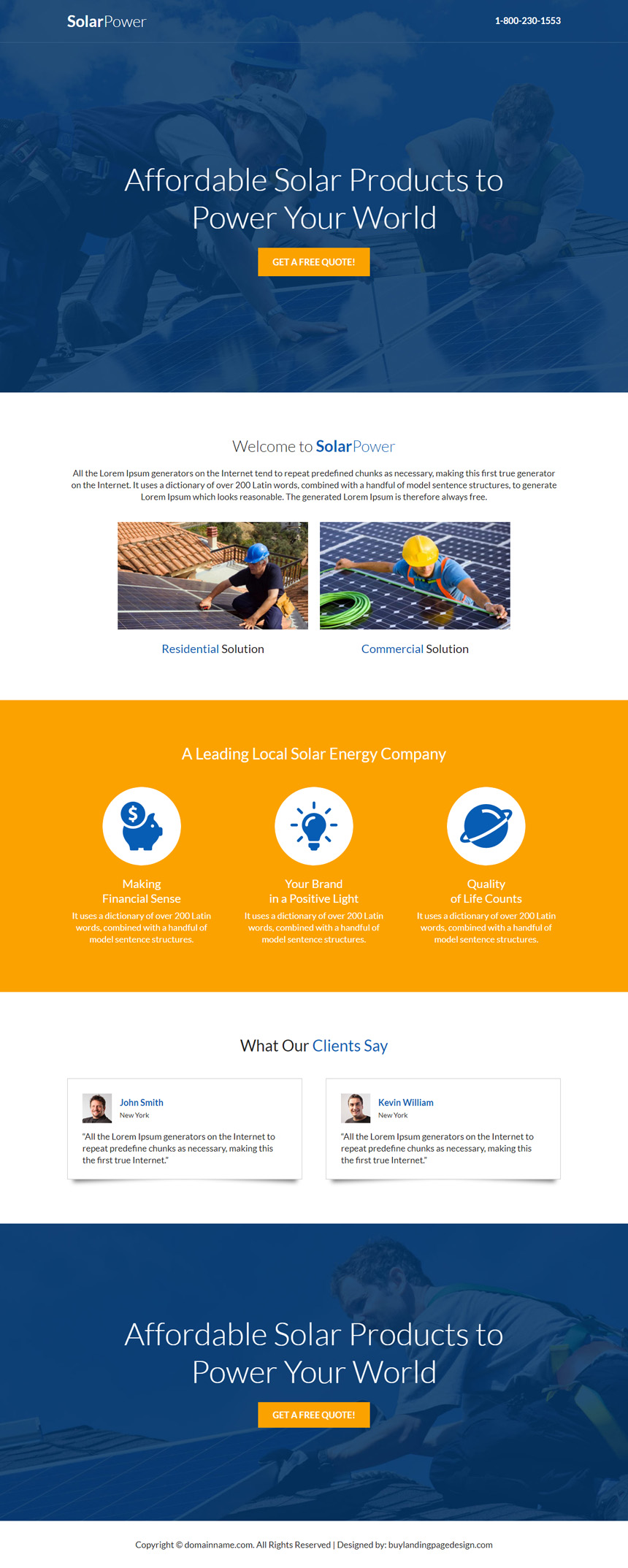 solar energy company lead capture landing page