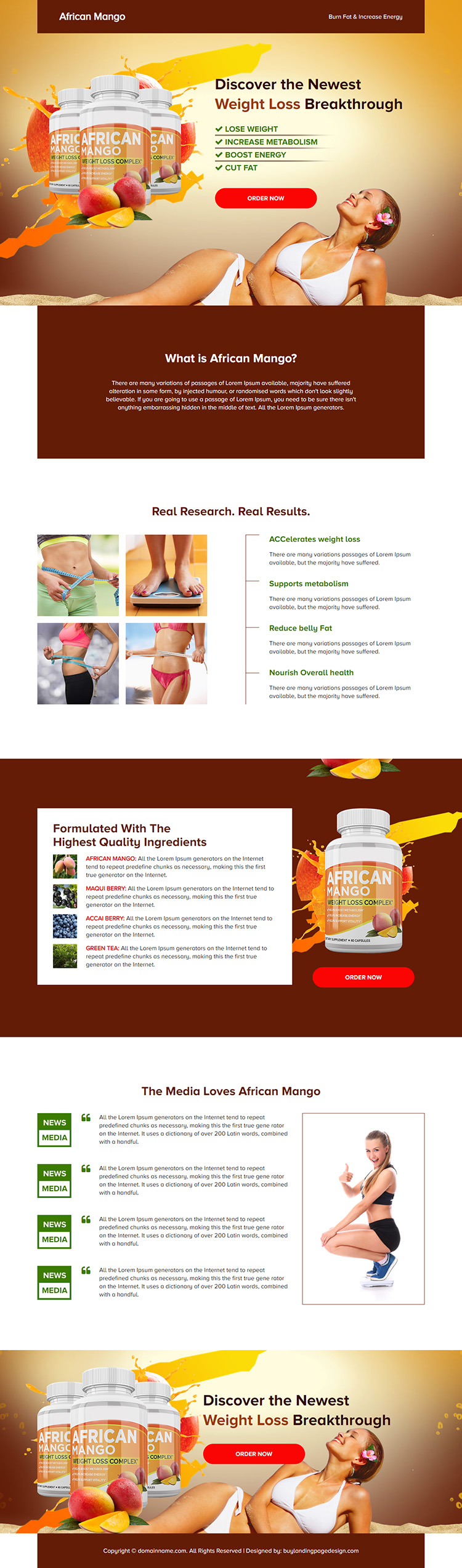 african mango pills weight loss responsive landing page design