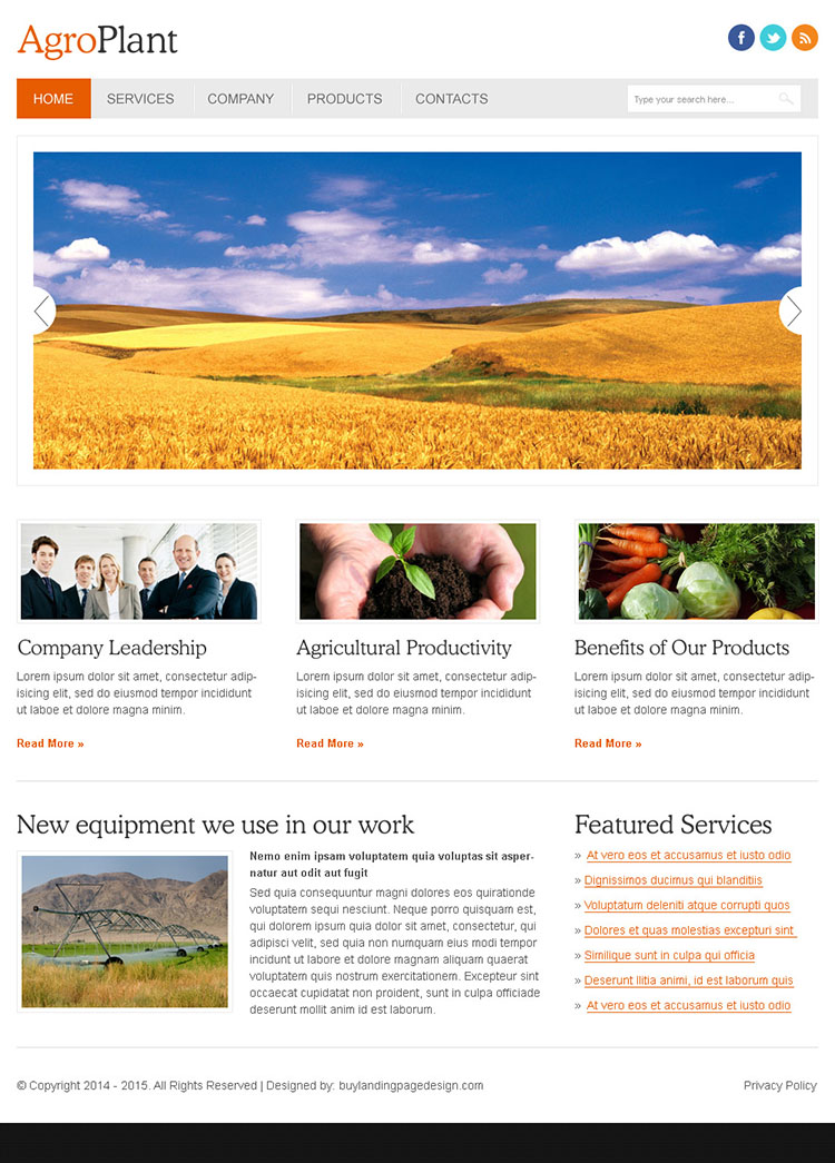 agro plant clean and minimal looking html website template design