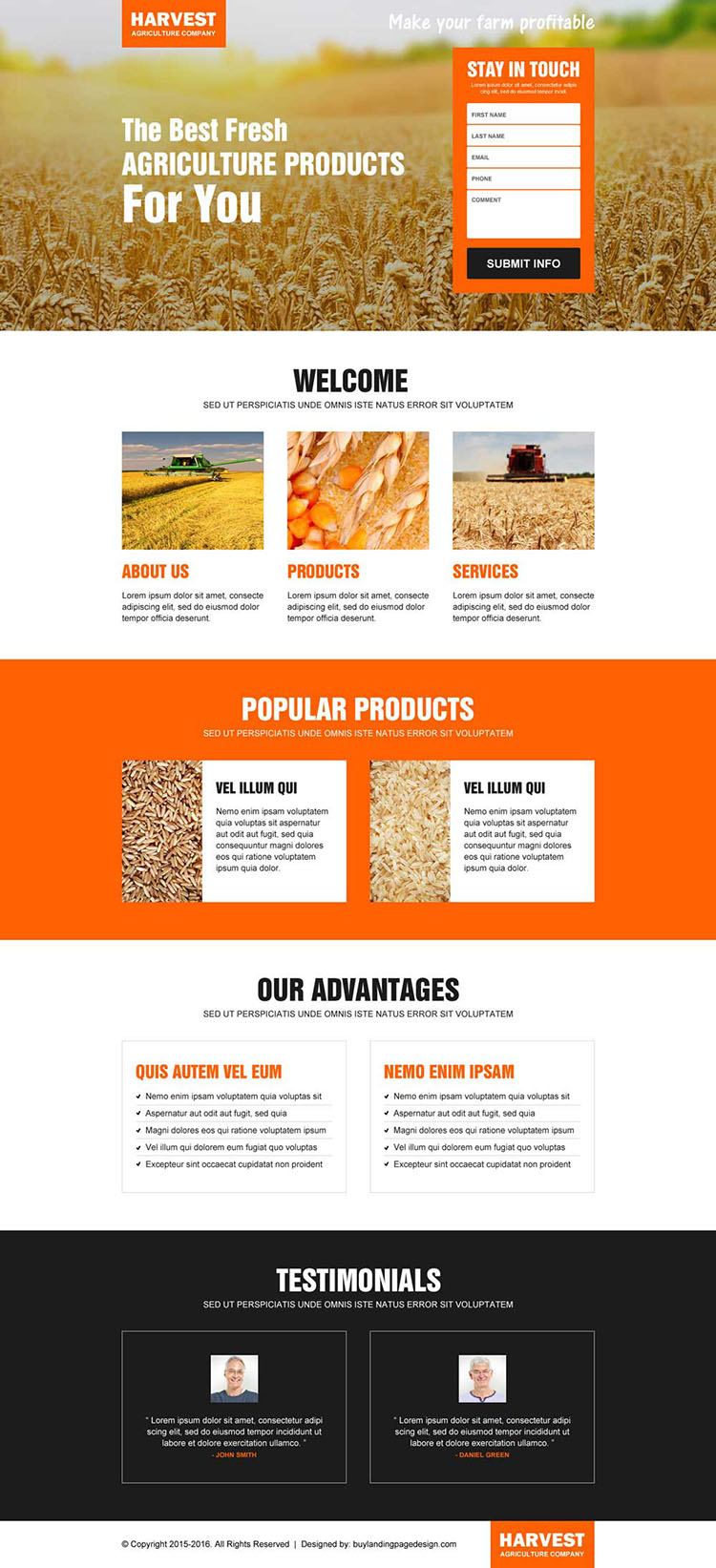 responsive agriculture landing page design