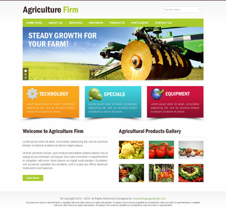 Agriculture firm clean website template PSD design