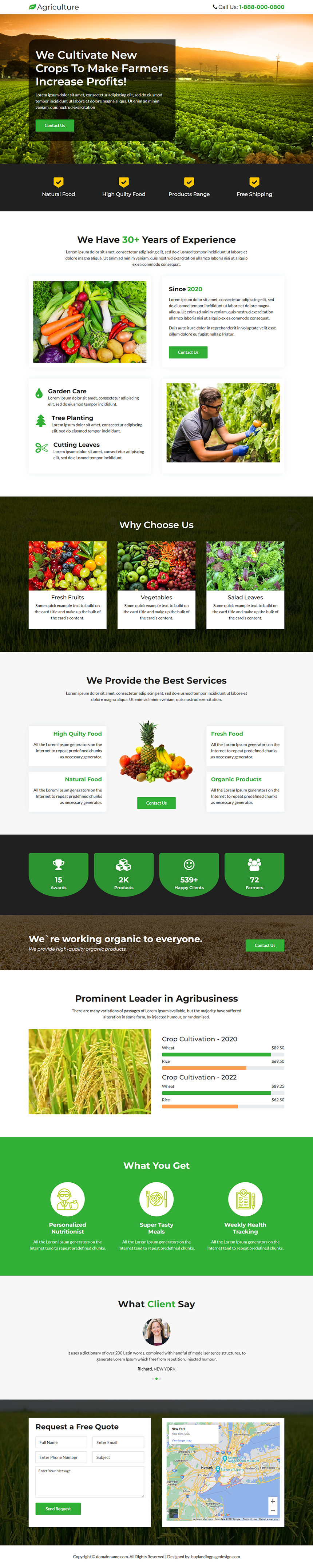 agriculture service responsive landing page design