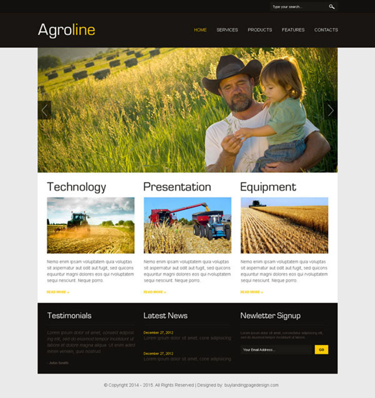 website design psd for agriculture company
