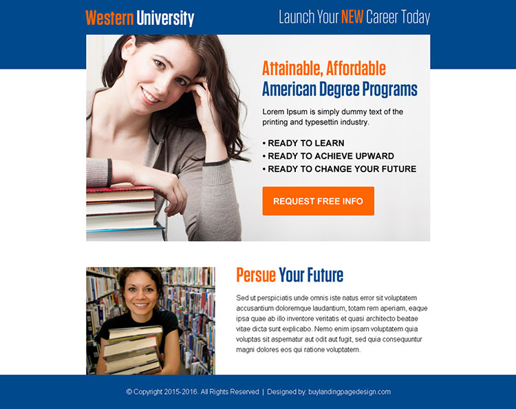 american degree program info ppv landing page design