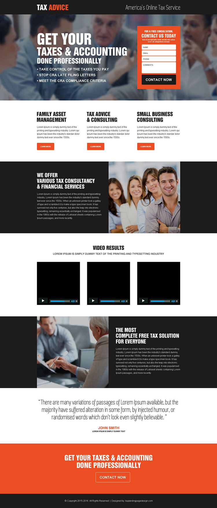 tax and accounting small lead capture landing page design