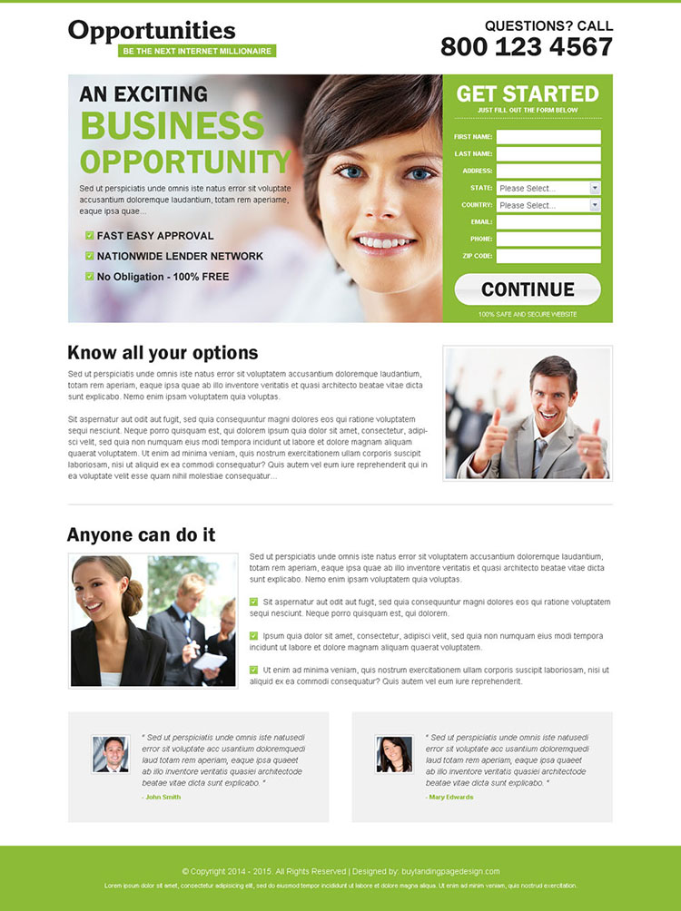 be the next internet millionaire clean and converting small lead capture landing page design