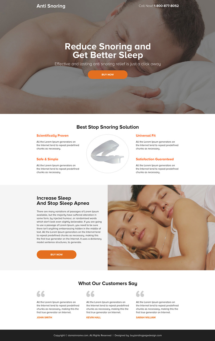 anti snoring mini responsive landing page design