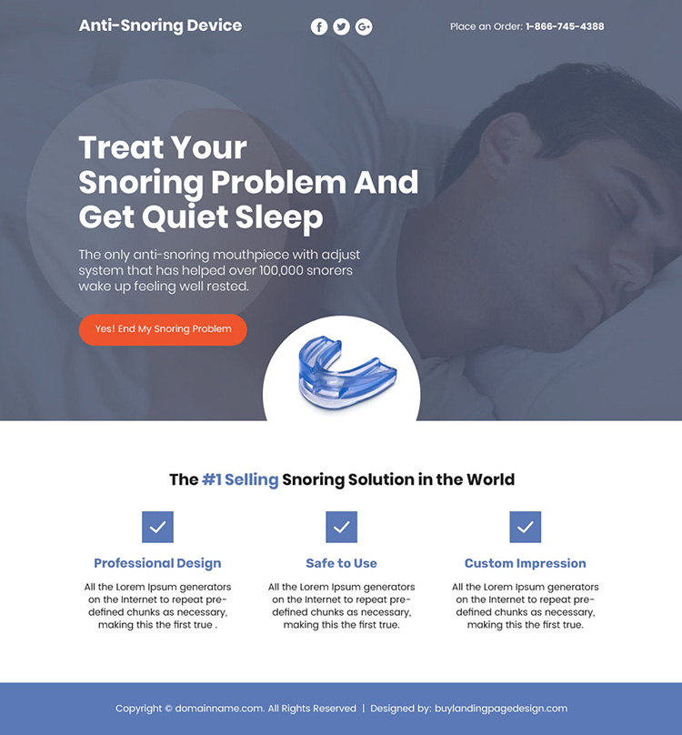 anti snoring device selling responsive sales funnel design