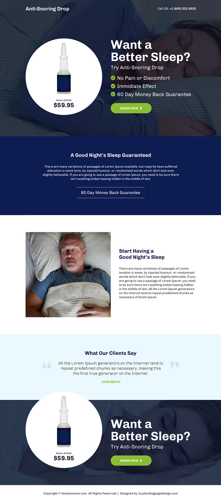 anti snoring drop selling responsive landing page