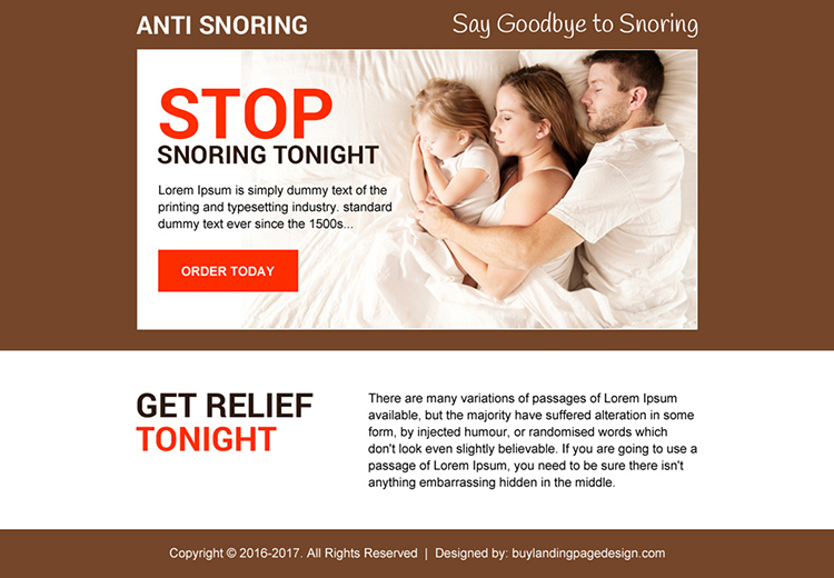 anti snoring best converting ppv landing page design