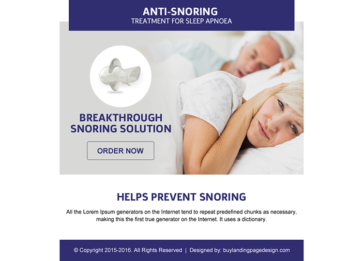 anti snoring device selling ppv landing page design