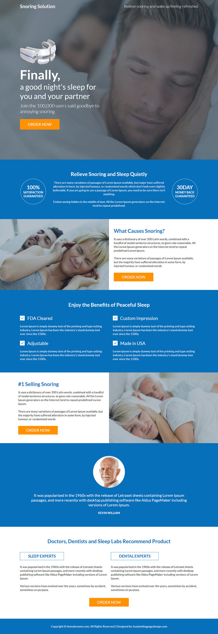 anti snoring product responsive landing page