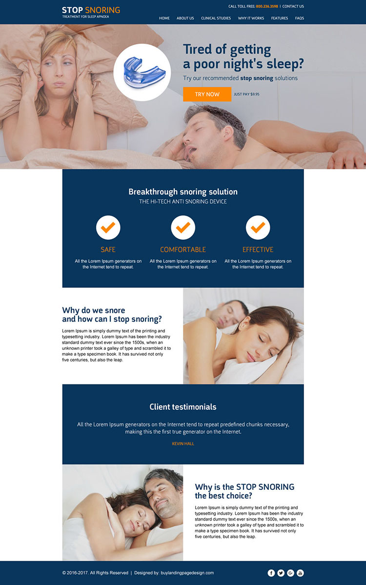 anti snoring responsive website template design