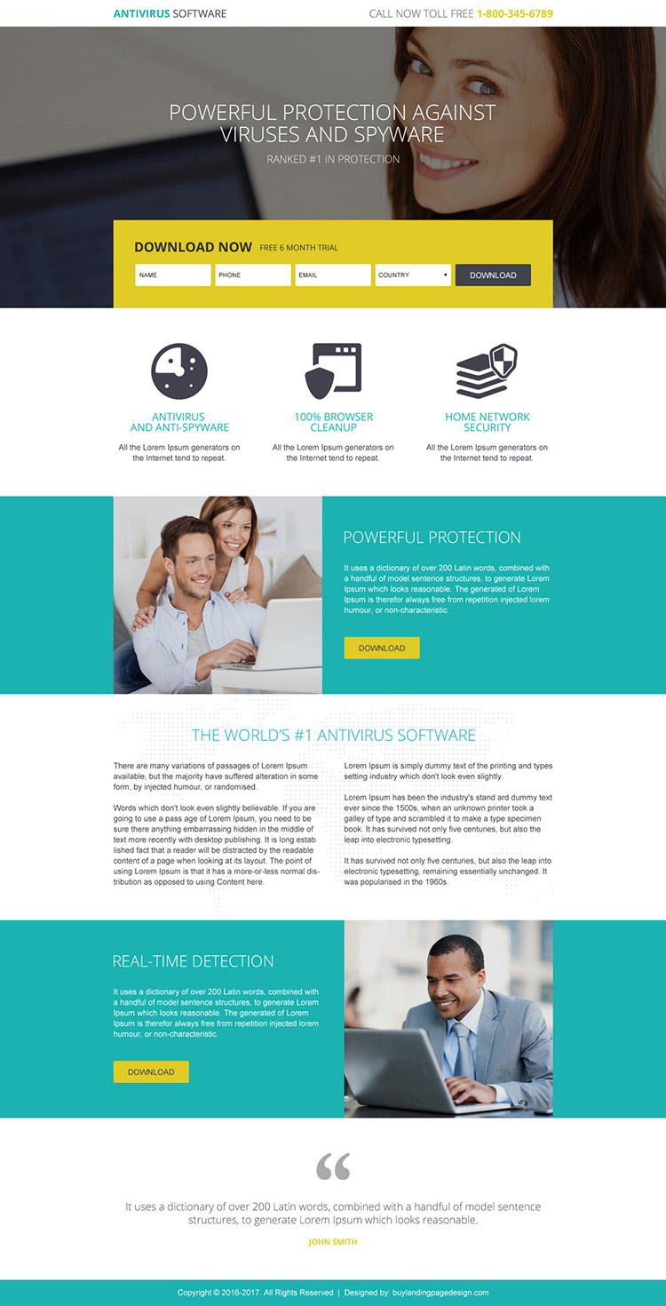 responsive anti virus software trial download landing page