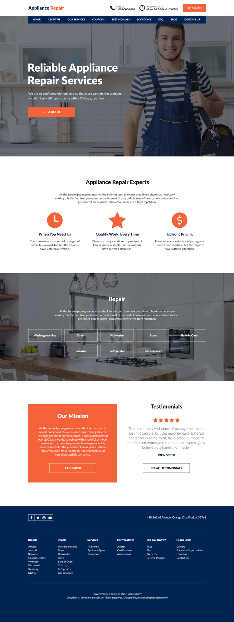 appliance repair service experts responsive website design