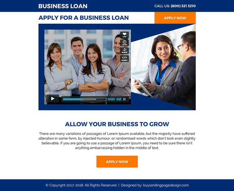 clean business loan video ppv landing page design