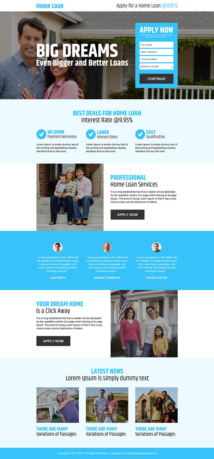 home loan application lead gen responsive landing page design