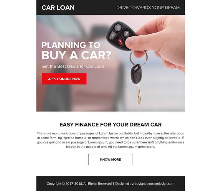 car loan online application ppv landing page design