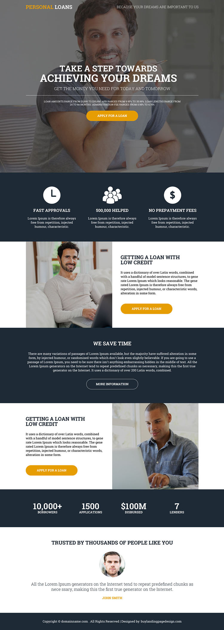 apply for a personal loan responsive landing page