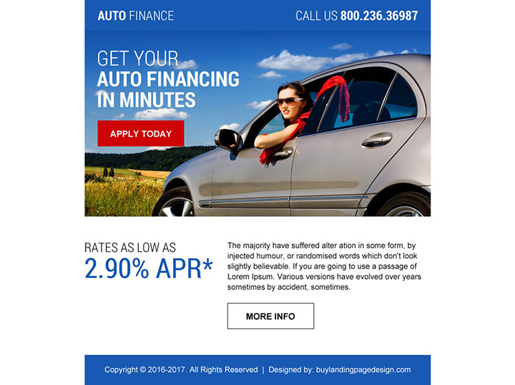 professional auto finance call to action ppv landing page